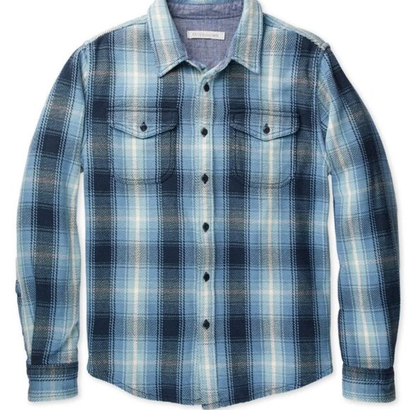 Outerknown Blanket Plaid Shirt Mens Medium Blue Flannel Long Sleeve Button Down - Picture 6 of 6